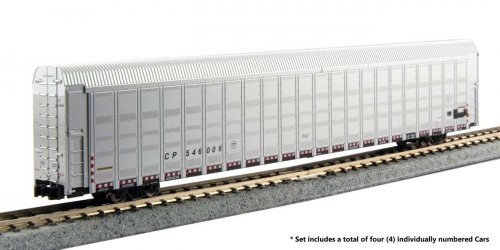 Aluminum Enclosed Auto Carrier 4-Pack - Ready to Run -- Canadian Pacific 546014, 546056, 546128, 5, N, Kato USA Inc 1065510
