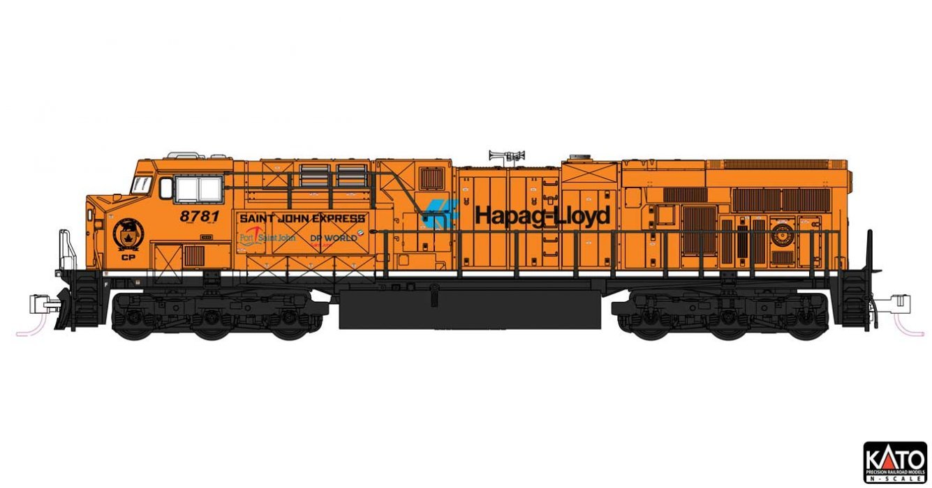GE ES44AC GEVO - Sound and DCC -- Canadian Pacific 8781 (Hapag-Lloyd, orange, black, white), N, Kato USA Inc 1768961S
