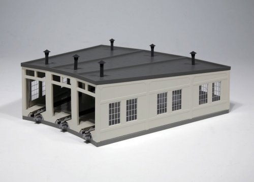 Three-Stall Concrete Roundhouse -- Kit - 7-7/8′ 20cm Deep, 10-Degree Stalls, N, Kato USA Inc 23240