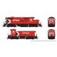 GP9u & SW Slug Set - Standard DC -- Canadian Pacific 1610, 1023 (Action Red, white, black, Multimark Logo), HO, Rapido Trains In