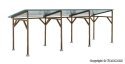 Wood Carport Shelter -- Kit - 19.3 x 6.5 x 6.8cm, HO, Kibri 38349