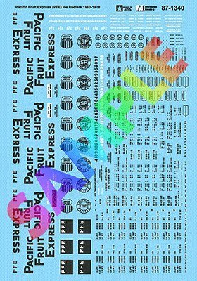Railroad Decal Set -- Pacific Fruit Express PFE Ice Reefers 1960 - 1978, HO, Microscale Industries Inc 871340