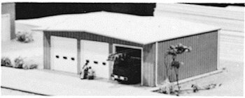 Fire Station -- Kit (blue) - 7 x 5-1/2′ 17.5 x 12.5cm, HO, Pikestuff 19