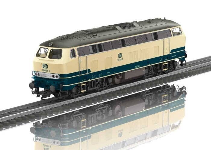 Class 218 Diesel - Sound and DCC -- German Federal Railroad DB 218 401-8 (Era IV 1976, ivory, Ocean Blue), HO, Trix 22431