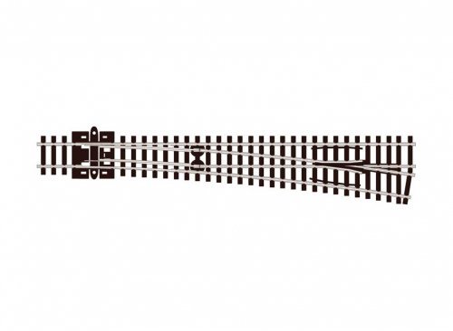 Turnout Right-Hand 8 Code 80, Long, 36′ Radius Diverging Route, Electrofr, N, Peco SLE388