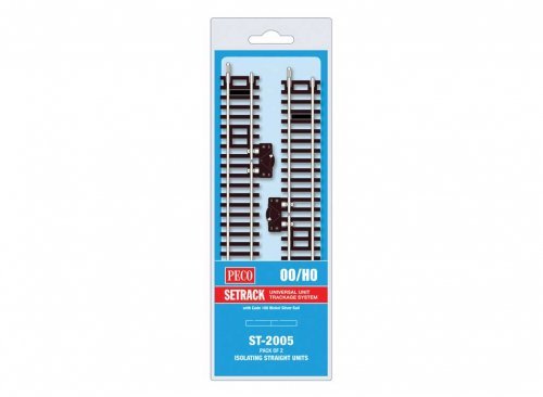Code 100 Nickel Silver Isolating Straight w/Cutout Switch - Setrack -- 6-5/8′ 16.8cm pkg(2), HO, Peco ST2005
