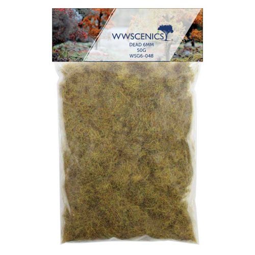 Static Grass 1/4′ 6mm -- Dead 1.8oz 50g, All Scales, Peco WSG6048