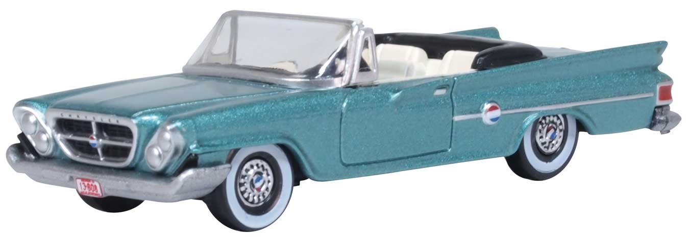 1961 Chrysler 300 Convertible - Assembled -- Tahitian Turquoise, HO, Oxford Diecast 87CC61005