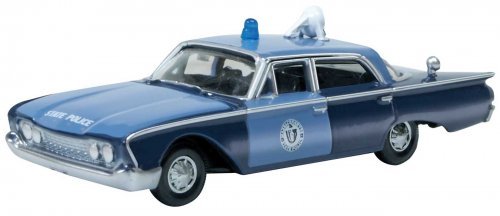 1960 Ford Fairlane 500 Town Sedan - Assembled -- Massachusetts State Police Radar Car (black,, HO, Oxford Diecast 87FF60002