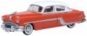 1954 Pontiac Chieftain 4-Door Sedan - Assembled -- Coral Red, Winter White, HO, Oxford Diecast 87PC54004