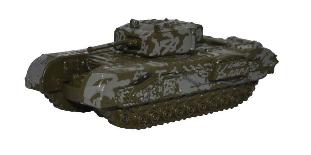1943 Churchill Mk.III Tank - Assembled -- 142 RAC Tunisia (camouflage), N, Oxford Diecast NCHT003