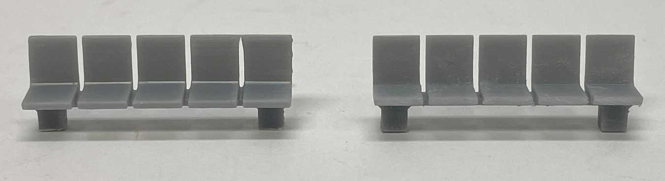 Platform/Waiting Room Seats - Flat Back and Seat -- Unpainted 3D Print pkg(2), HO, Phoenix Precision Models 31697