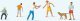 Outdoor Fun -- 5 People & 1 Dog, HO, Preiser Kg 10696