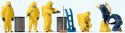 Firemen pkg(6) -- Wearing Yellow Hazmat Suits, HO, Preiser Kg 10733