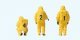 Firemen pkg(6) -- Wearing Yellow Hazmat Suits, HO, Preiser Kg 10733