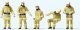 Modern Firemen Fire Truck Team -- Beige Uniforms pkg(5), HO, Preiser Kg 10773