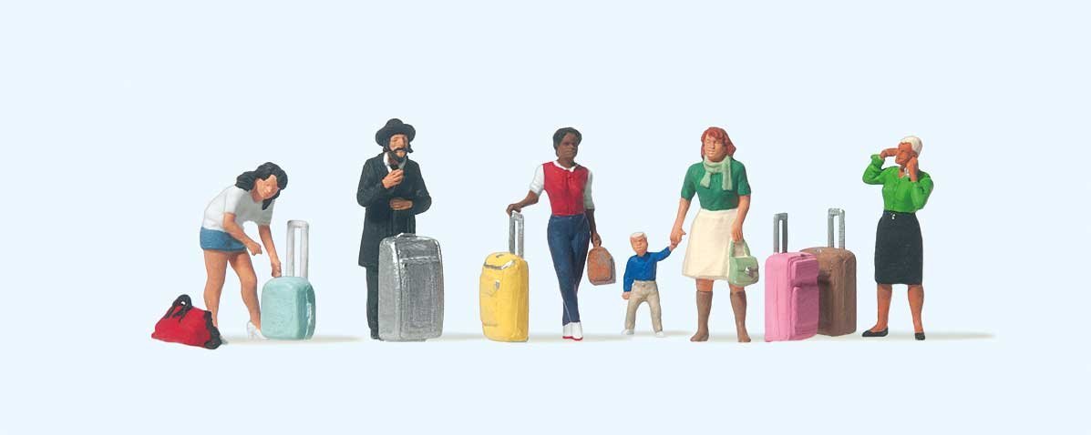 Travelers with Luggage -- pkg(6), HO, Preiser Kg 10795