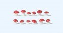 Toadstool Mushrooms -- Red-White Caps pkg(12), G, Preiser Kg 45241
