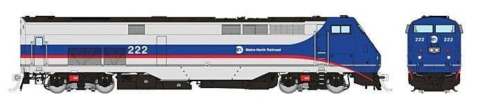 GE P32AC-DM - Sound and DCC -- Metro-North 222 (silver, blue, red), HO, Rapido Trains Inc 85513