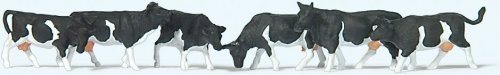 Black & White Cows -- pkg(6), N, Preiser Kg 79228