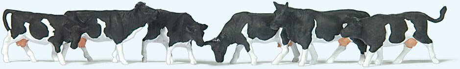 Black & White Cows -- pkg(6), N, Preiser Kg 79228