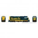 Santa Fe CF7 w/Round Cab - Standard DC -- Santa Fe 2625 (Pinstripe, blue, yellow), HO, Rapido Trains Inc 70115