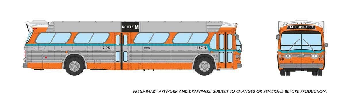 1959-1986 GM New Look/Fishbowl Bus - Deluxe Lighted - Assembled -- Miami-Dade 109 (silver, or, HO, Rapido Trains Inc 753143