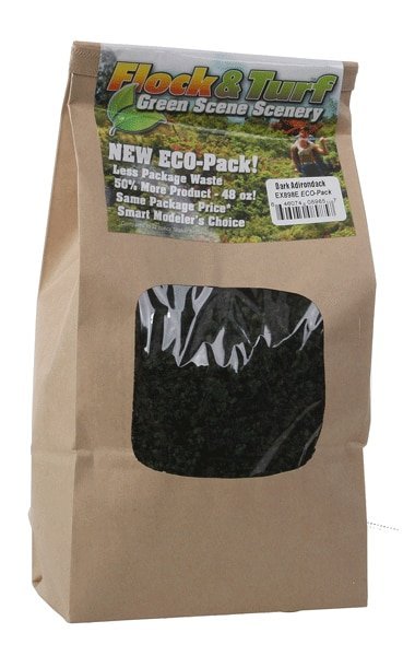 Flock & Turf Ground Cover ECO Pack Bag - 48oz 1.4L -- Adirondack Dark Blend, All Scales, Scenic Express 898E