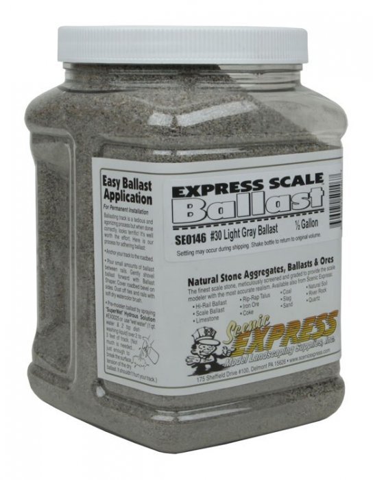 Natural Stone Ballast -- 30 Light Gray (1/2 Gallon) HO & O Scale, O, Scenic Express SE0146