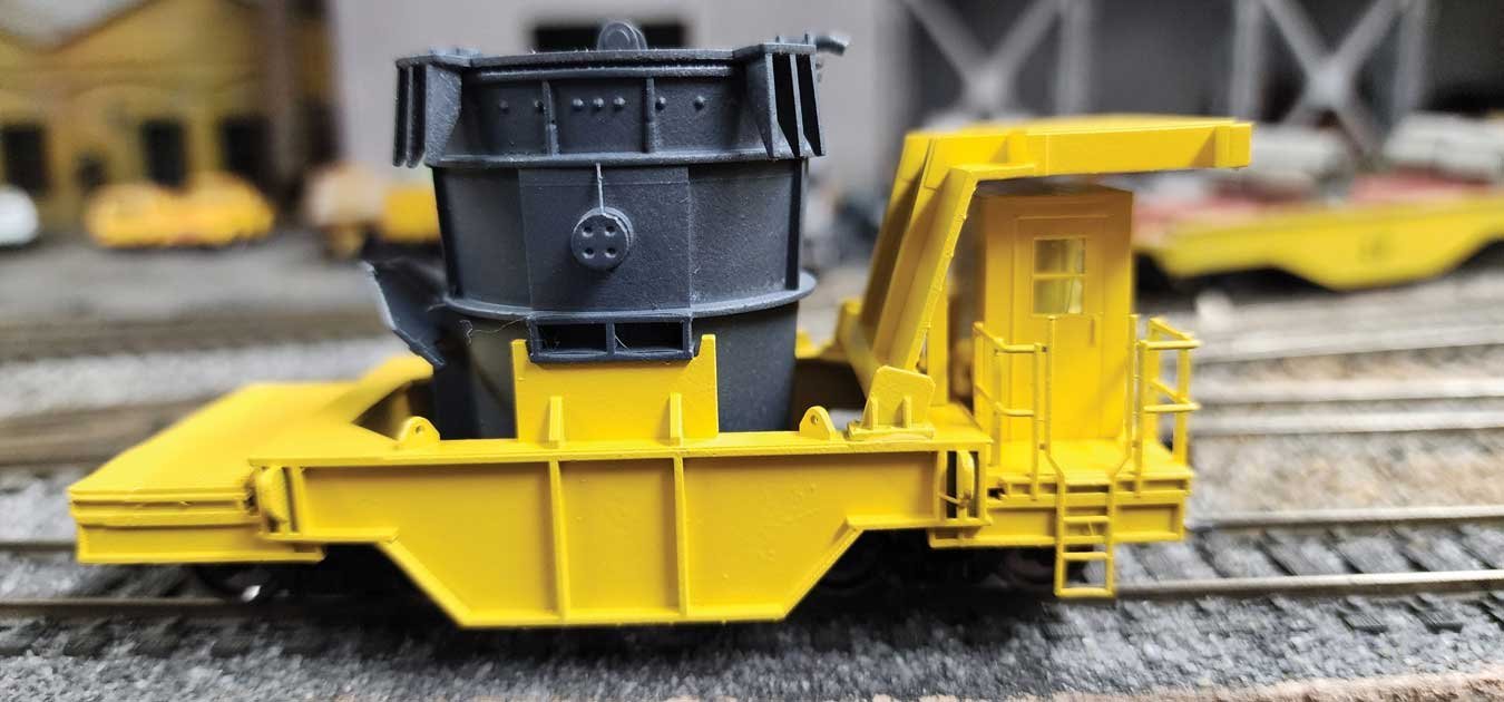 Steel Mill Ladle Transfer Car with Ladle - Kit -- With Trucks, Kadee Couplers, Metal Wheels (unde, HO, State Tool & Die 712