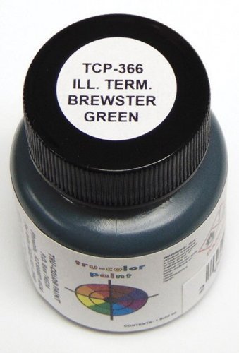 Railroad Color Acrylic Paints - 1oz 29.6mL -- Illinois Terminal Brewster Green, All Scales, Tru-Color Paint 366