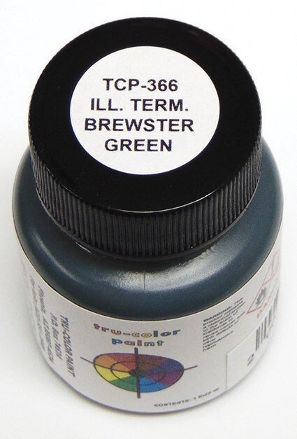 Railroad Color Acrylic Paints - 1oz 29.6mL -- Illinois Terminal Brewster Green, All Scales, Tru-Color Paint 366