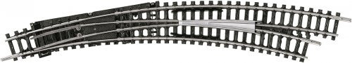 Code 80 Curved Manual Turnout -- Right Hand, R3/R4, 12-15/16` 329mm, 14-1/4` 362.6mm Radius, 30 Degrees, N, Trix 14948