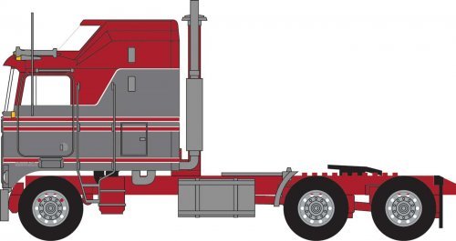1970s Kenworth K100 Salem Tractor w/Aerodyne Sleeper Cab - Assembled -- Red, Gray, N, Trainworx Inc 41061