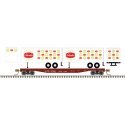 50` Piggyback Flatcar w/Two 24` Trailers - Ready to Run -- TTX 475144 (Schaefer Trailers, white, red,, N, Trainman 50006516