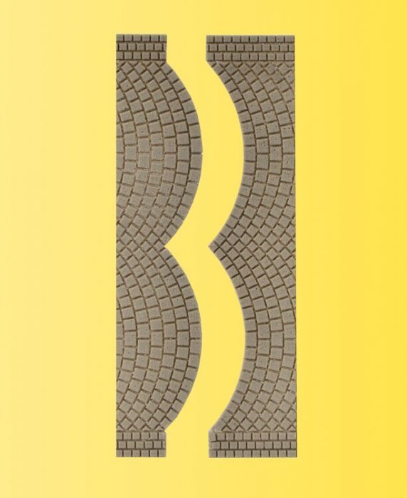 Cobblestone Street Section End Pieces -- 11/16 x 3-1/8′ 1.7 x 8cm, 2 of Each, HO, Vollmer Gmbh 48244