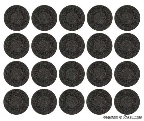 Manhole Covers - Stone Art -- pkg(20), HO, Vollmer Gmbh 48283
