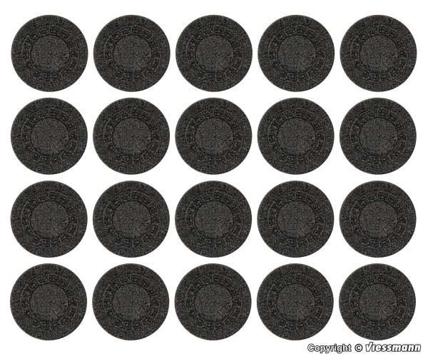Manhole Covers - Stone Art -- pkg(20), HO, Vollmer Gmbh 48283