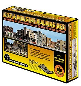 City & Industry Building Set -- Kit - 15 Buildings & Details, HO, Woodland Scenics 1486