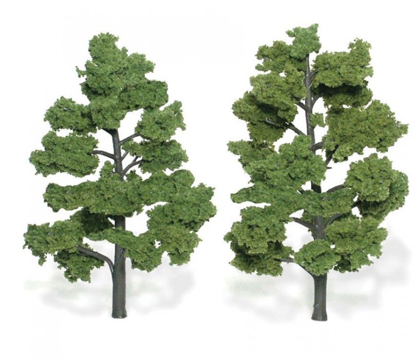 Ready-Made `Realistic Trees` - Deciduous - 6 to 7` 15.2 to 17.8cm pkg(2) -- Light Green, All Scales, Woodland Scenics 1515