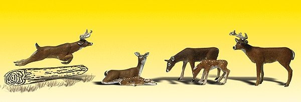 Scenic Accents(R) Animal Figures -- White-Tail Deer pkg(6), N, Woodland Scenics 2185
