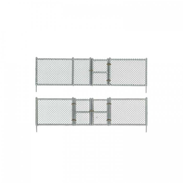 Chain Link Fence - Kit with Gates, Hinges & Planter Pins -- Total Scale Length: 192′ 58.5m, HO, Woodland Scenics 2983