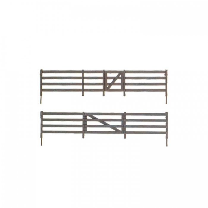 Rail Fence - Kit with Gates, Hinges & Planter Pins -- Total Scale Length: 192′ 58.5m, O, Woodland Scenics 3002