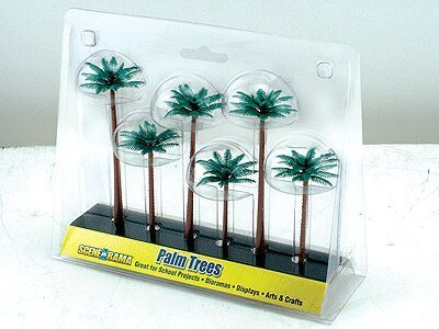 Scene-A-Rama(TM) Diorama Trees -- Palm Trees pkg(6) - 4 to 5′ 10.2 to 12.7cm, HO, Woodland Scenics 4152