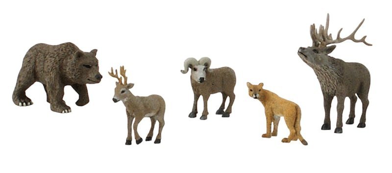 North American Wildlife Figures - Scene-A-Rama(R) -- pkg(5), All Scales, Woodland Scenics 4449