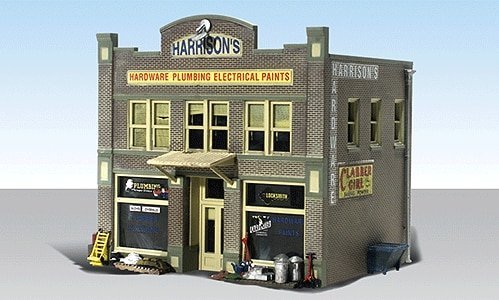Harrison′s Hardware - Built-&-Ready Landmark Structures(R) -- Assembled - 4-19/32 x 3-5/8 x 4-1/, HO, Woodland Scenics 5022