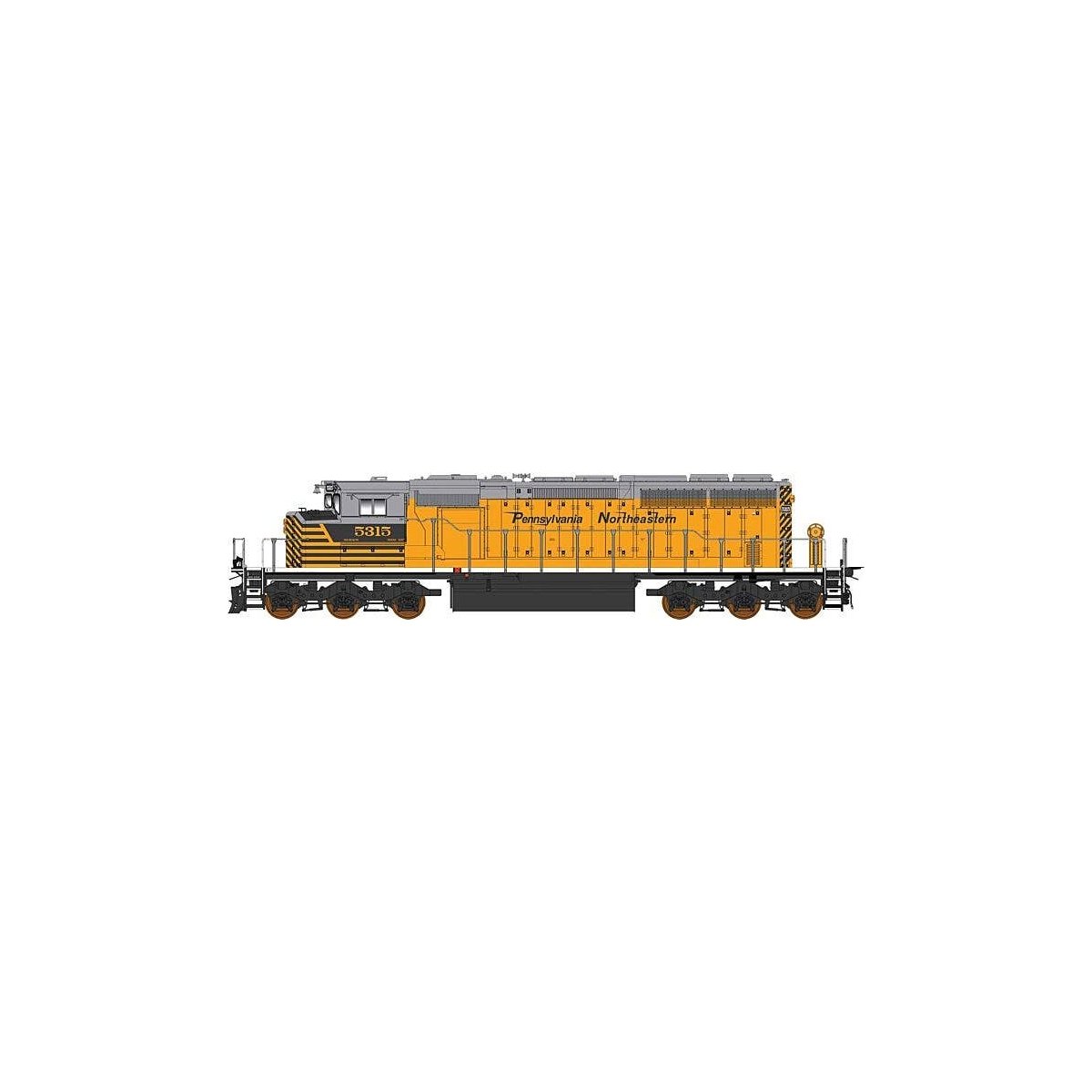GMDD SD40-2 - Sound and DCC -- Pennsylvania Northeastern 5315 (Simplified Stripes, yellow, black, gray), N, Intermountain Railwa