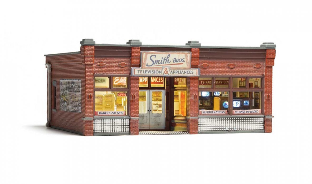 Built-&-Ready(R) - Assembled -- Smith Brothers TV & Appliance Store, HO, Woodland Scenics 5069