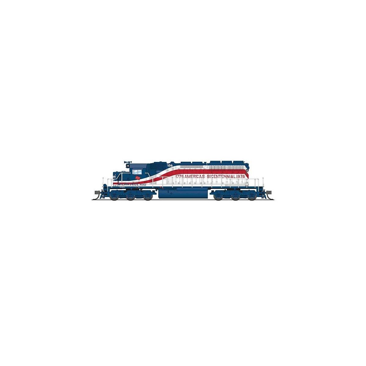 EMD SD40-2 Low Nose - Sound and DCC - Paragon4 -- Milwaukee Road 156 (Bicentennial, white, blue, red), N, Broadway Limited Impor
