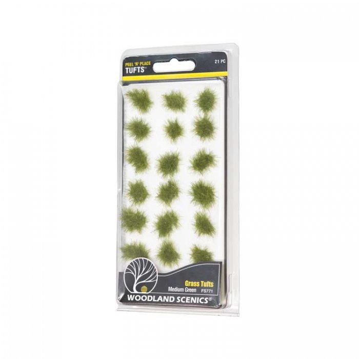 Peel `n` Place Tufts -- Medium Green Grass, All Scales, Woodland Scenics 771